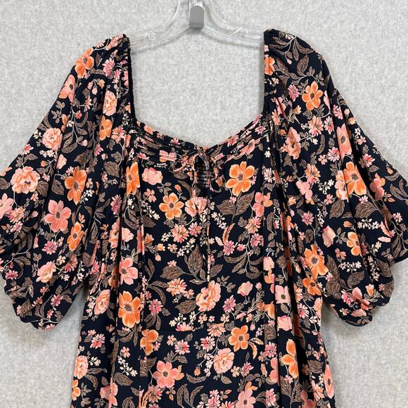Old Navy Peasant Dress Size 4X Plus Puff Sleeve Cottagecore Floral Boho Prairie - Picture 4 of 16